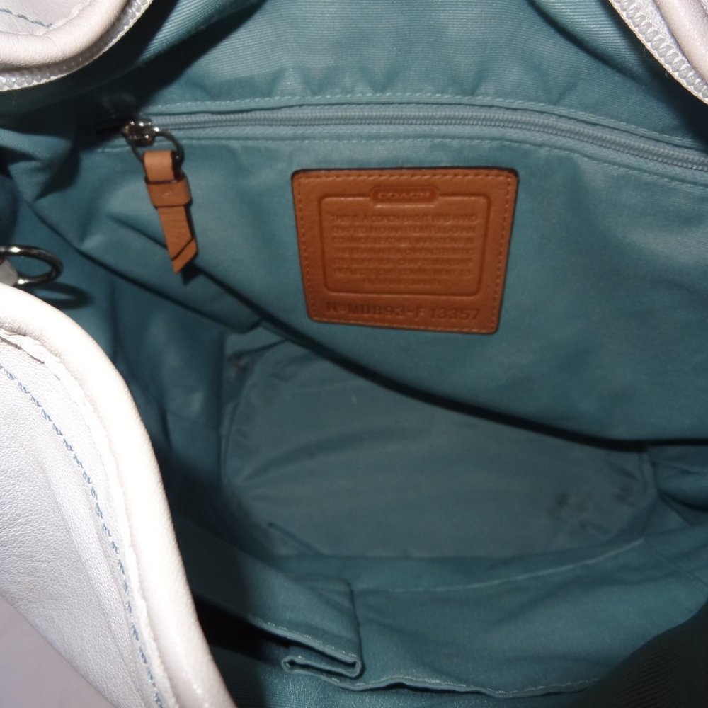 Coach F13357 White Blue Rugby Duffle Bucket Bag - Picture 10 of 12